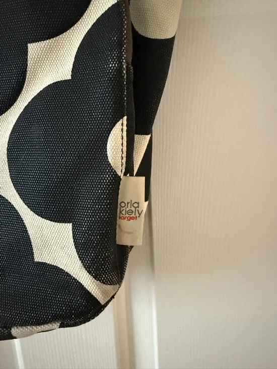 Orla Kiely Black & Cream Floral Tote with Yellow Handles - Picture 3 of 5